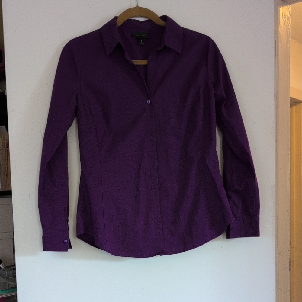 Worthington Deep Purple Women's Button-Down Shirt